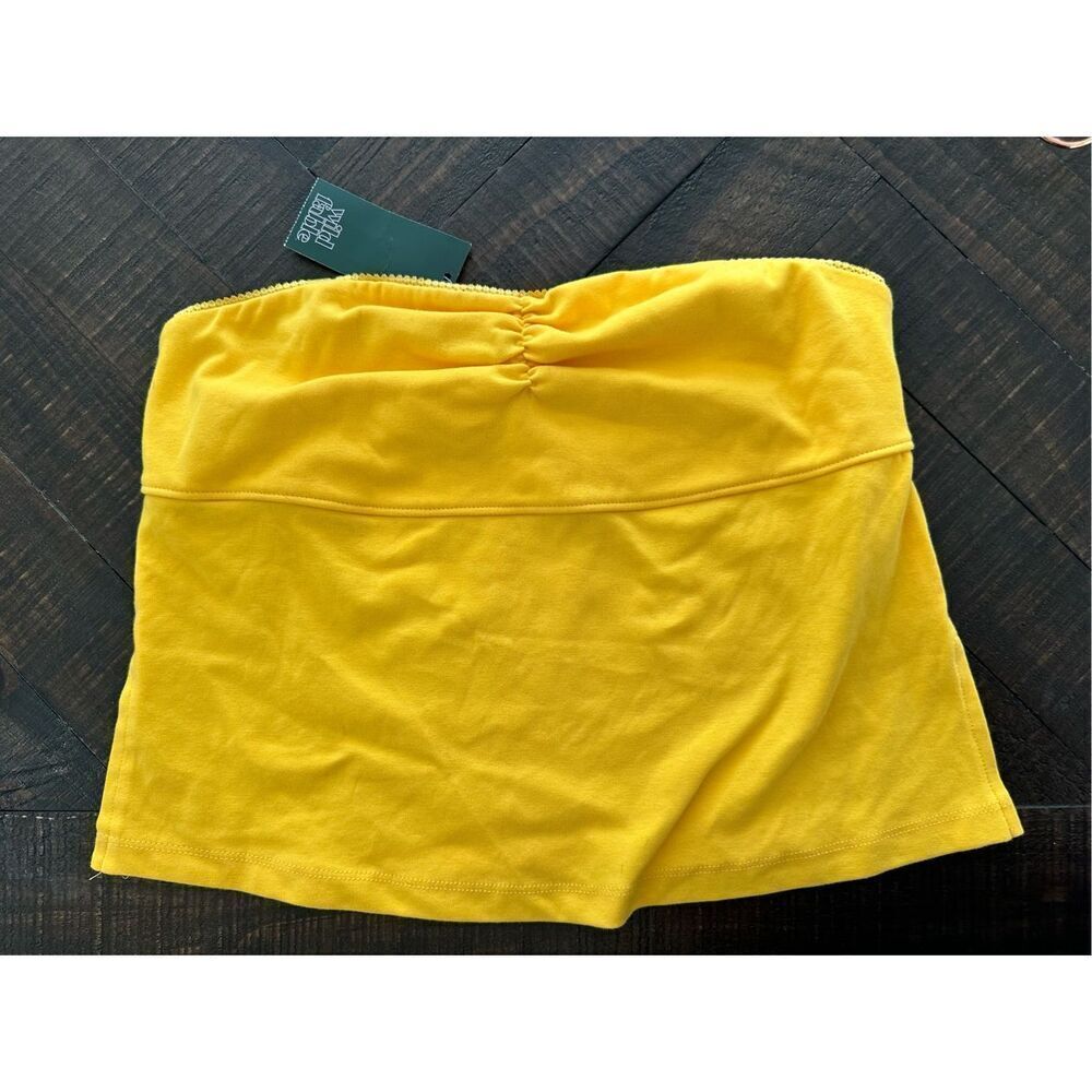 🌸 Wild Fable Yellow Strapless Tube Top With Side Slits Size Medium New